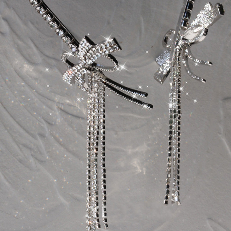 Wholesale Exaggerated Design Sense Diamond Bow Tassel Retro Temperament Fashion Mori Headwear